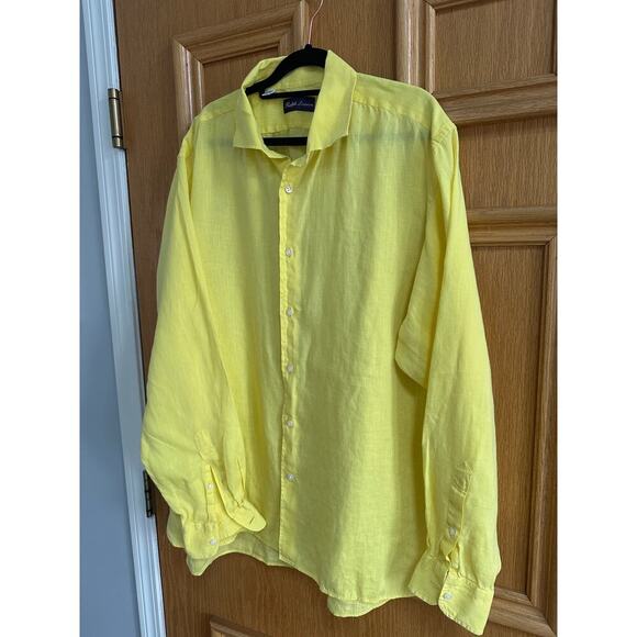 Men’s Ralph Lauren Purple Label 100% Linen Shirt – Size 17.5 - Picture 4 of 7